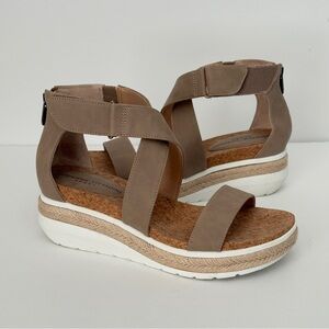Adrienne Vittadini Beige Cable Wedge Sandals
